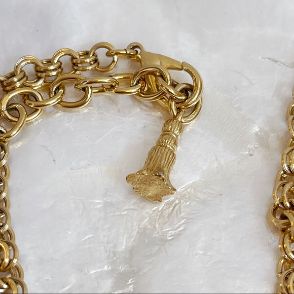 Gold Tone Rolo Chain Long Leaf Pendant Necklace - Picture 6 of 12